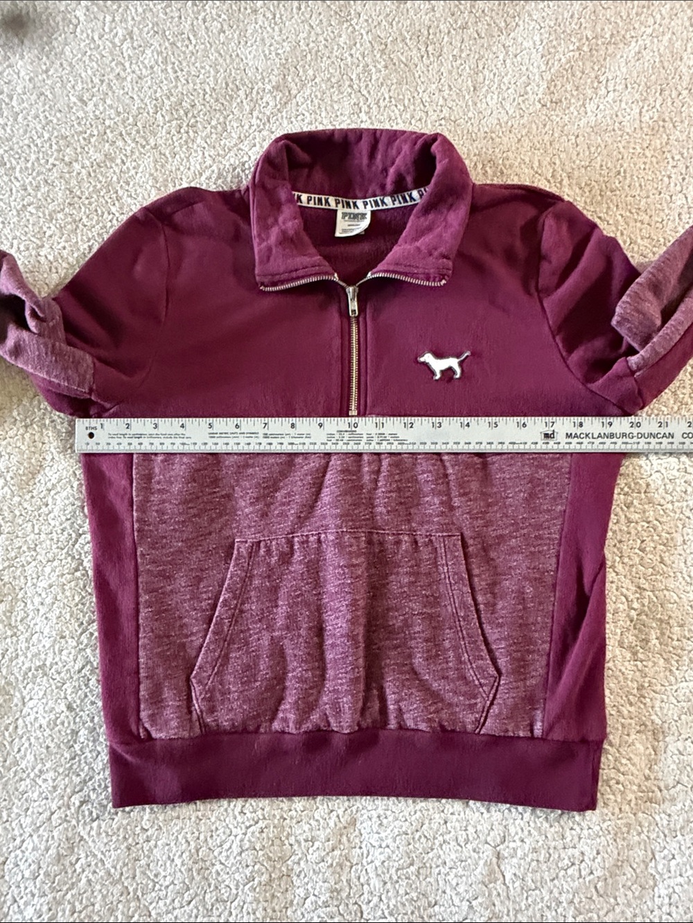 PINK Victoria's Secret Wine Half-Zip Pullover Hoodie Medium - Picture 4 of 6